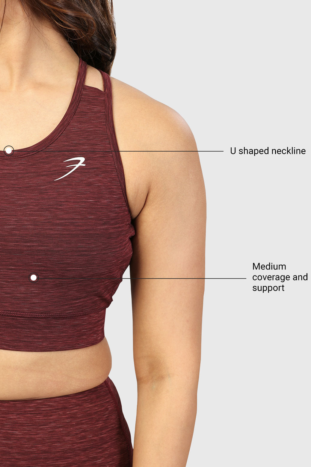 Essential Melange Sports Bra Maroon