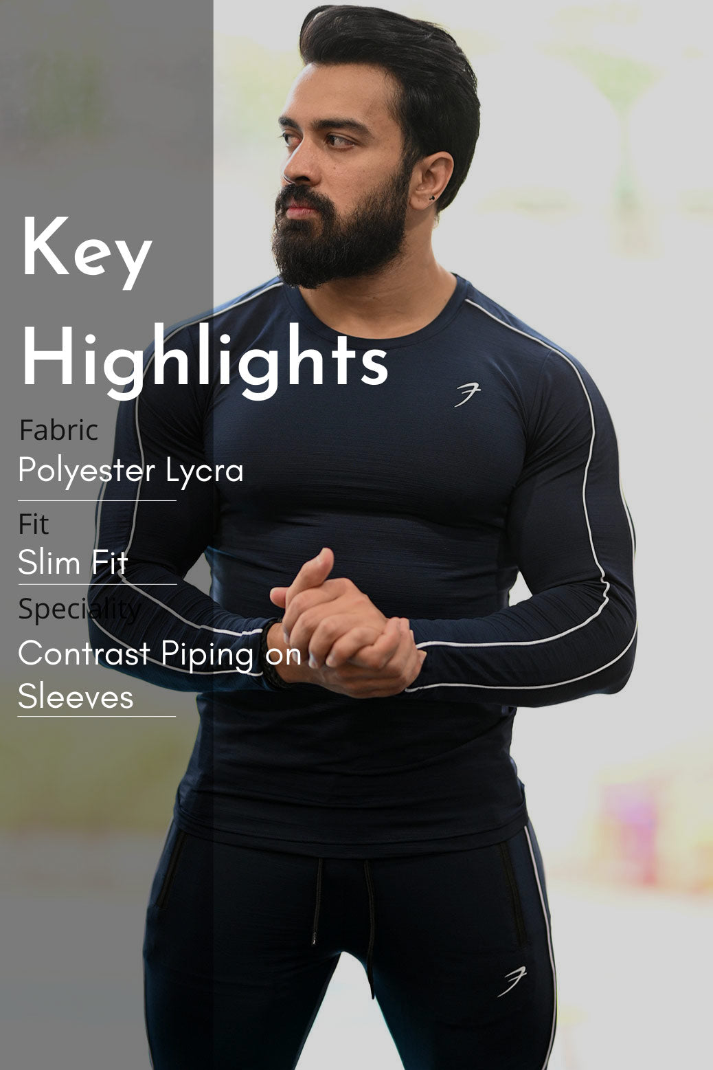Revival Piping Fullsleeves Tshirt Navy