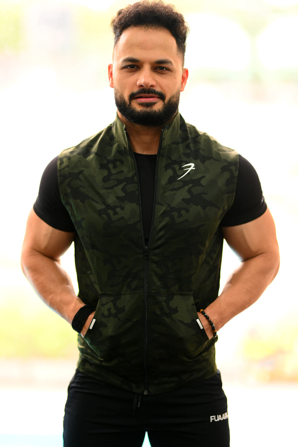Camo Sleeveless Jacket Green