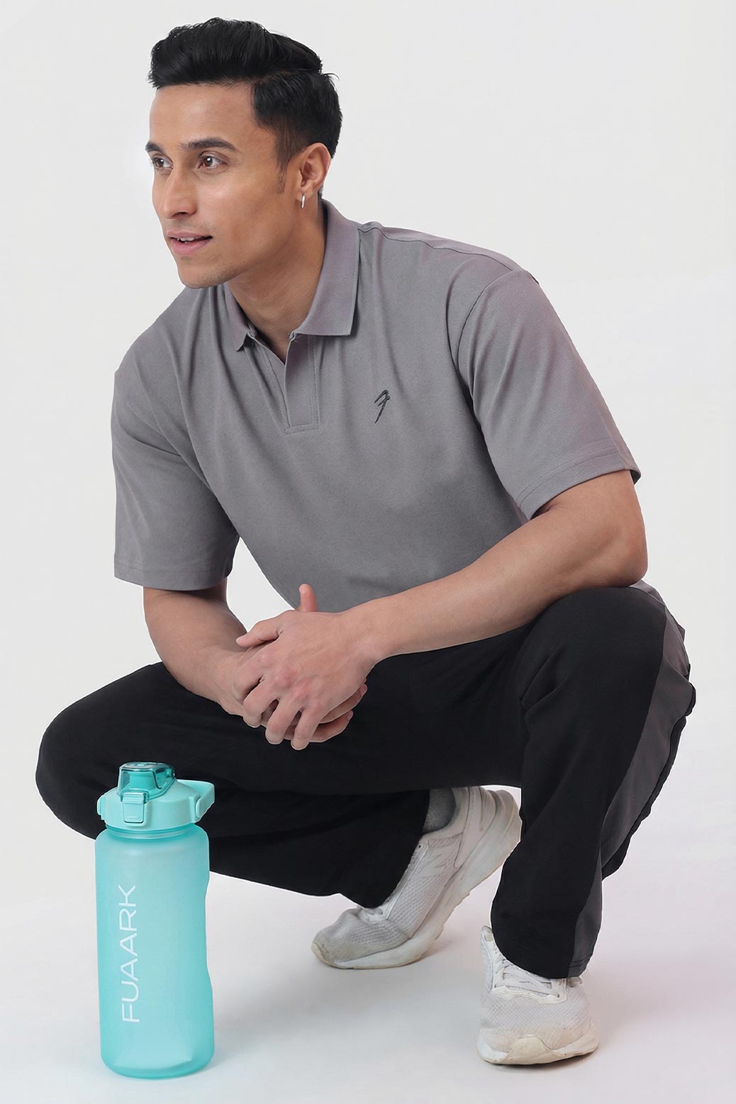 Noir Oversized Polo T-shirt Grey