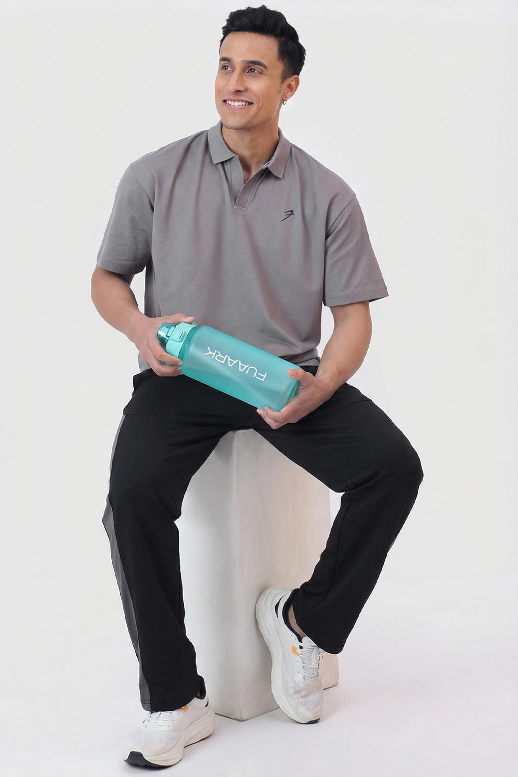 Noir Oversized Polo T-shirt Grey