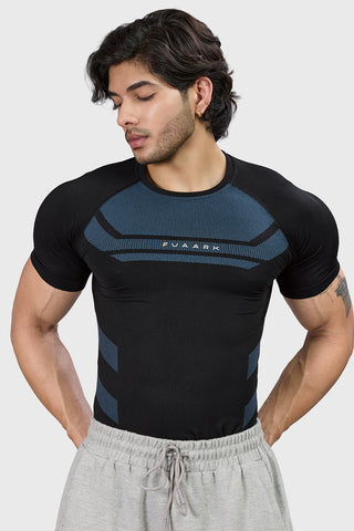 Flux Seamless T-shirt Black/Sea Green