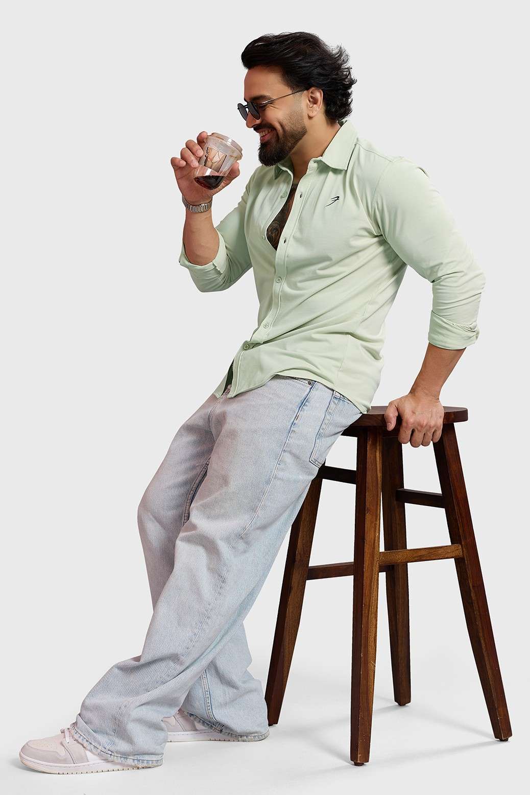 Aero Fullsleeves Shirt Light Green