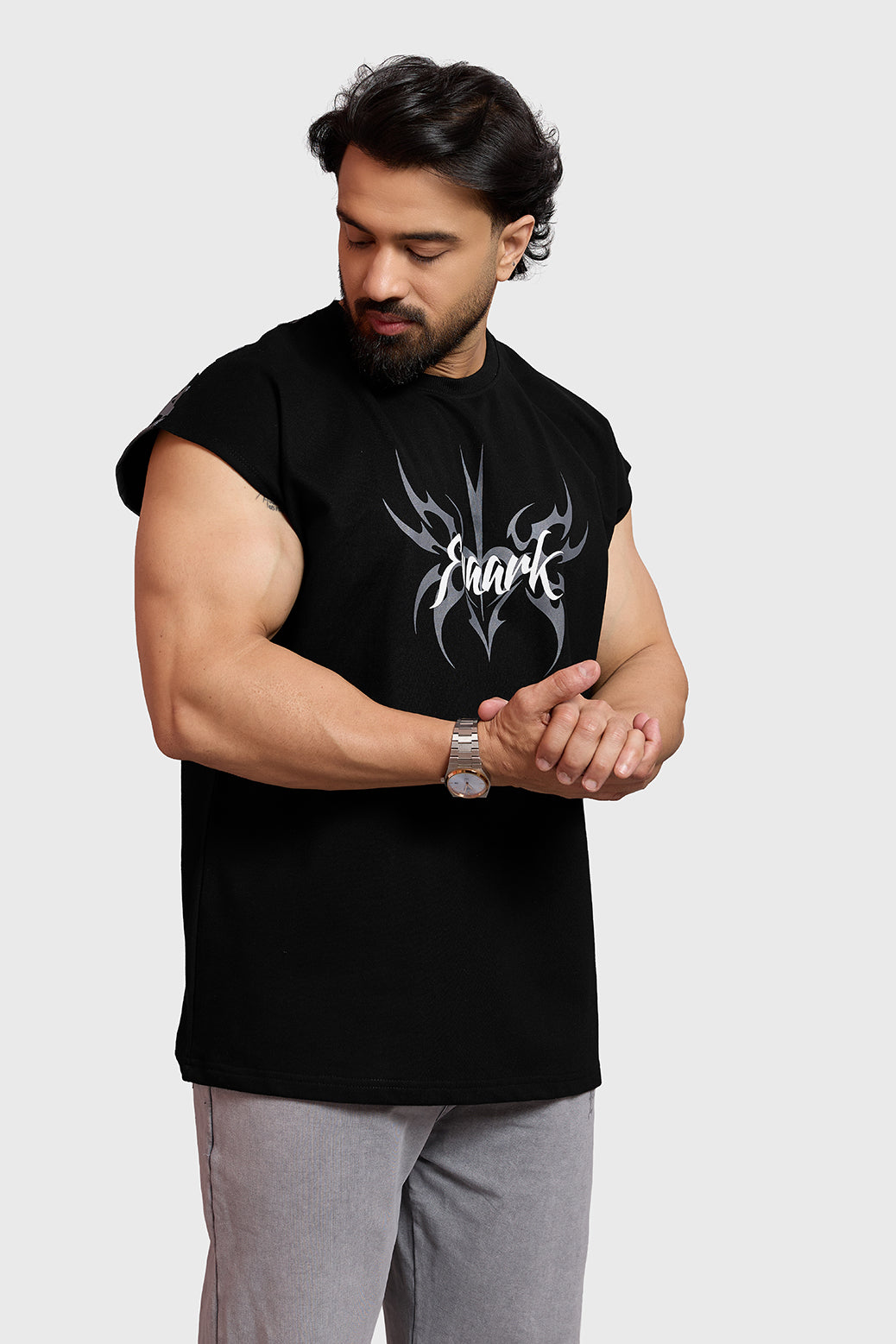 Grim Capsleeve Tank Black