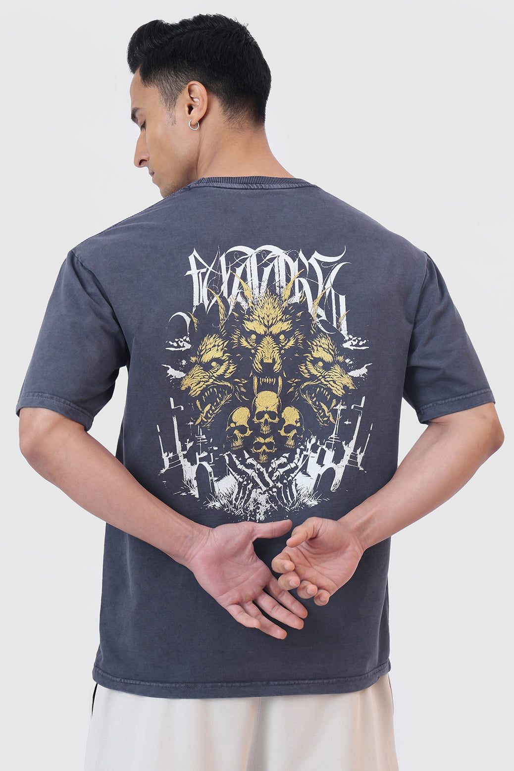 Skull Washed Oversized T-shirt Navy