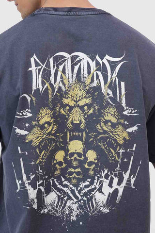 Skull Washed Oversized T-shirt Navy