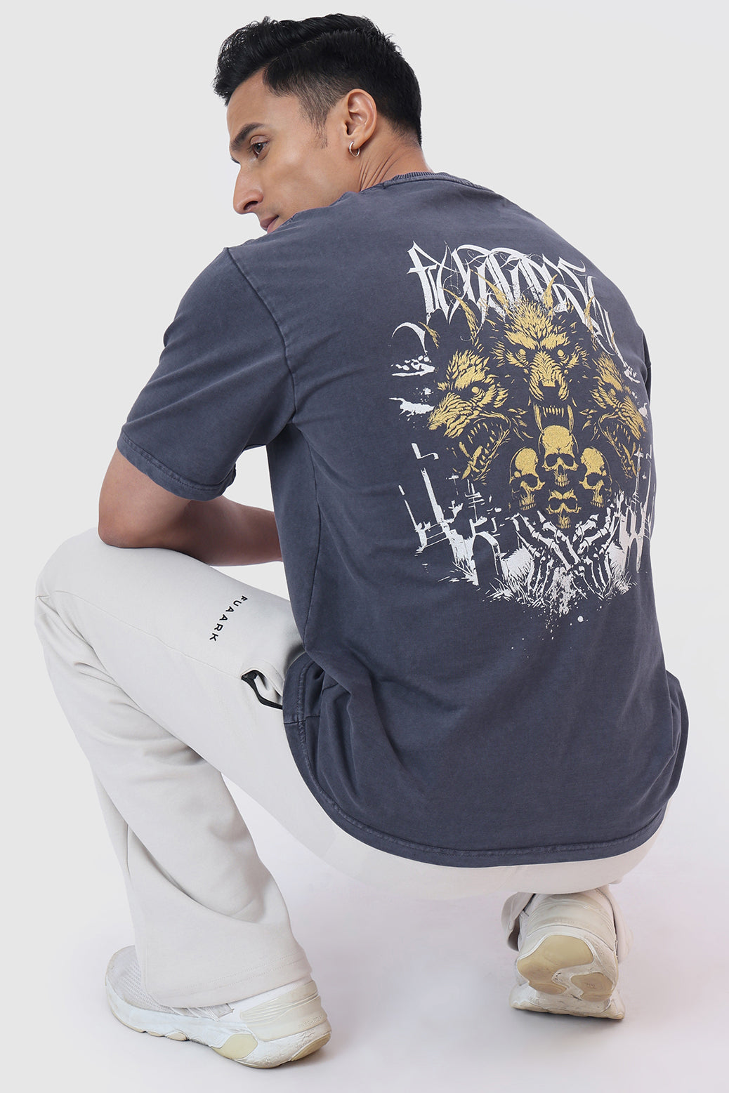 Skull Washed Oversized T-shirt Navy