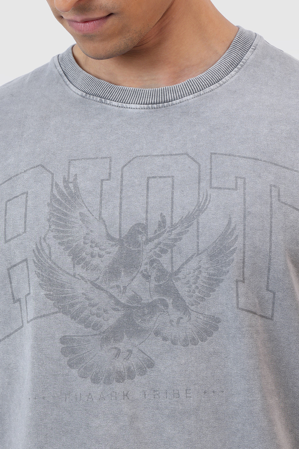 Shadow Washed Oversized T-shirt Light Grey