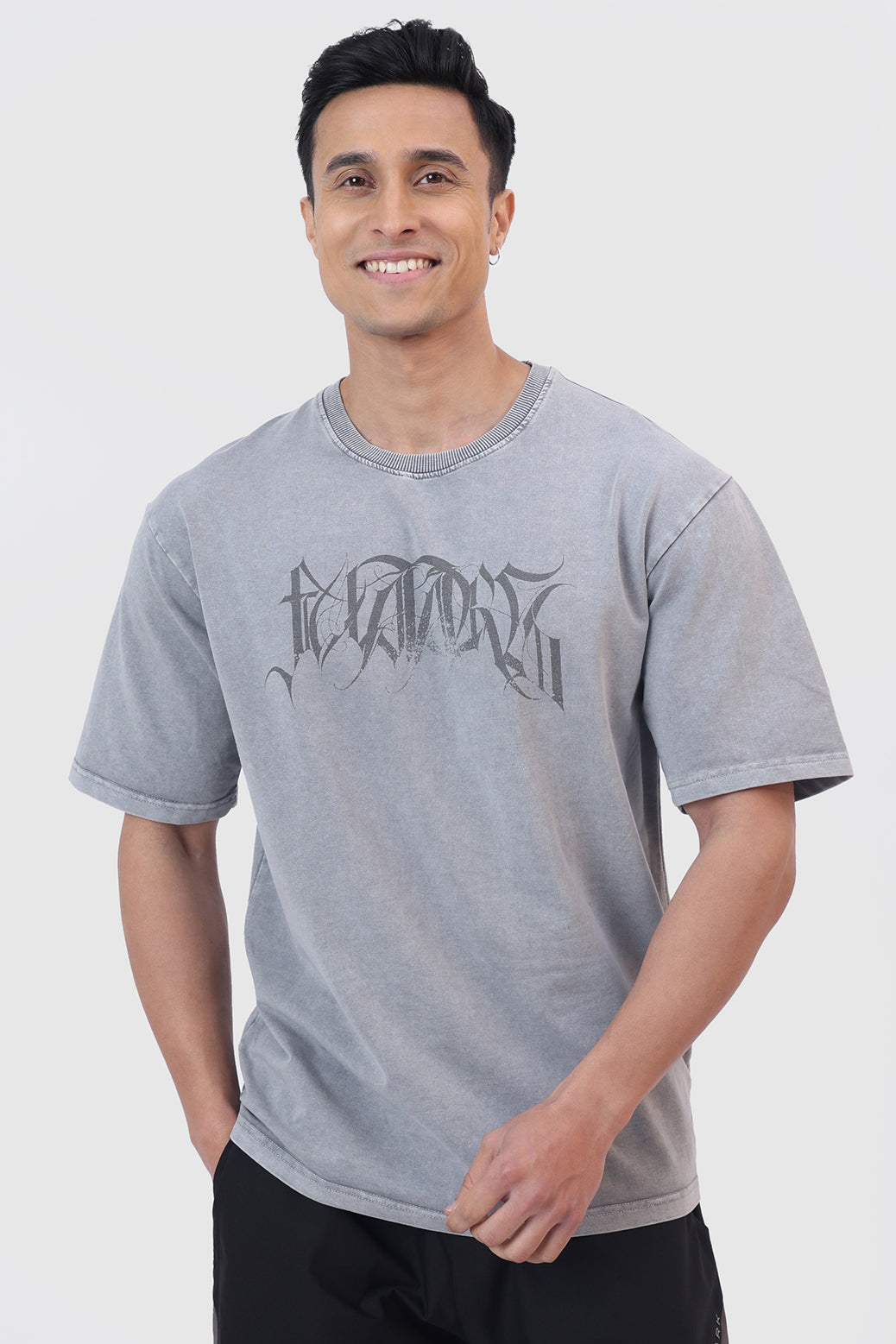 Skull Washed Oversized T-shirt Light Grey