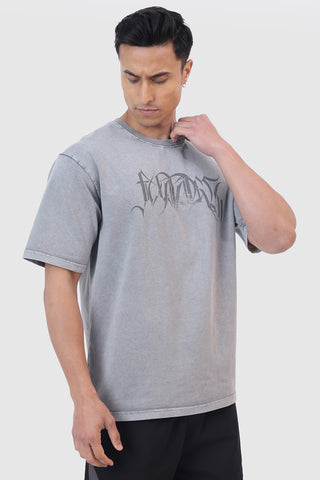 Skull Washed Oversized T-shirt Light Grey