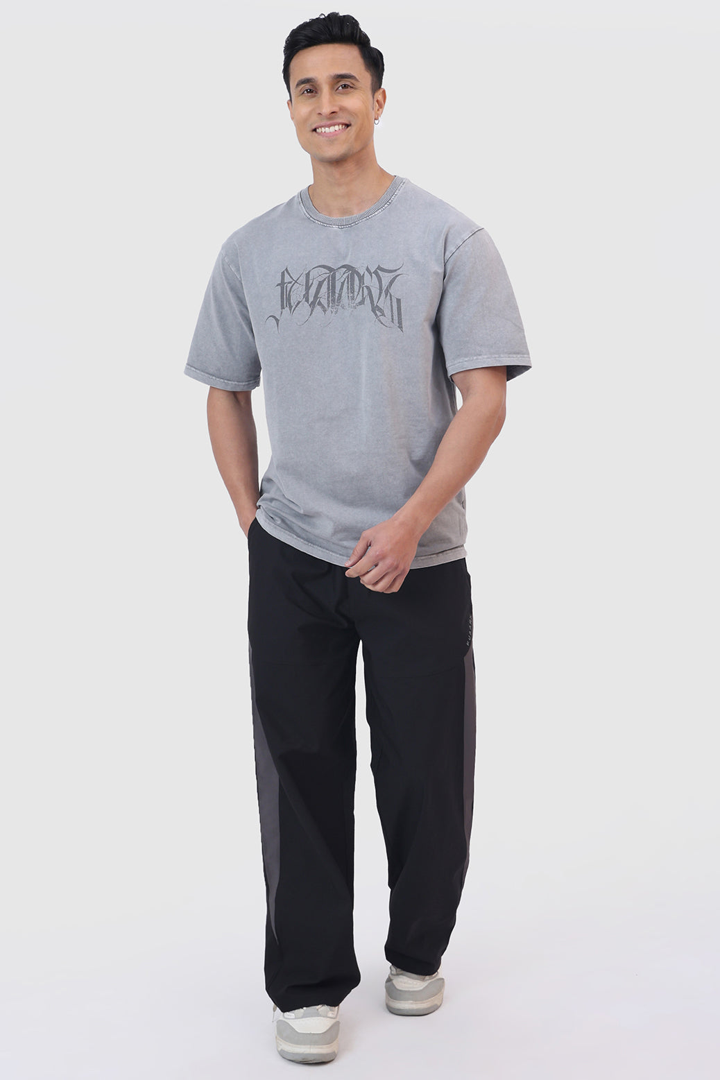 Skull Washed Oversized T-shirt Light Grey