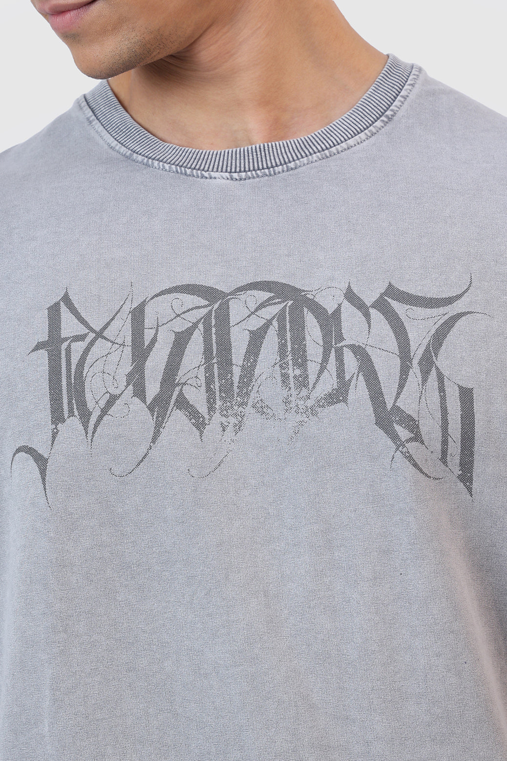 Skull Washed Oversized T-shirt Light Grey