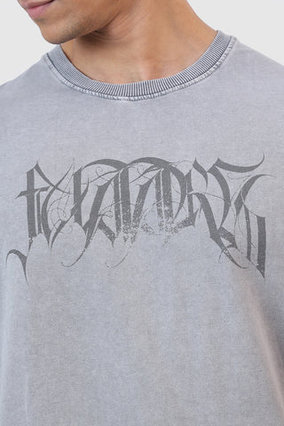Skull Washed Oversized T-shirt Light Grey