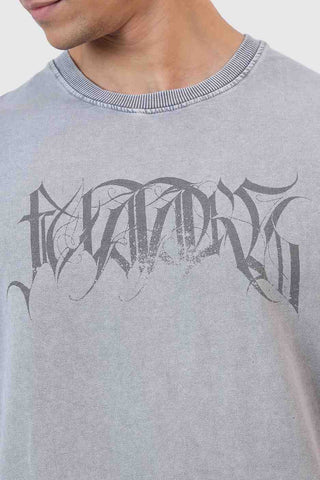 Skull Washed Oversized T-shirt Light Grey