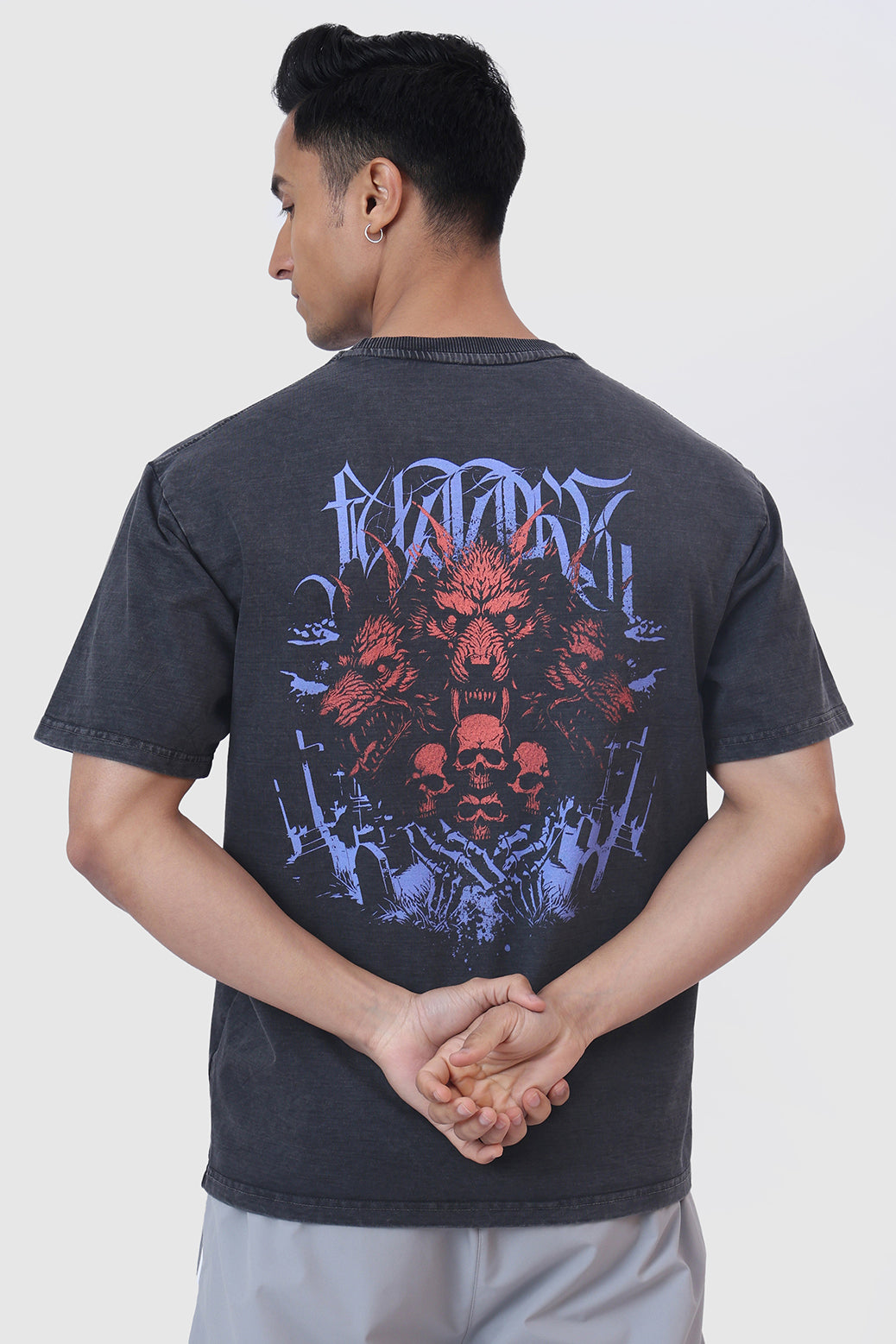 Skull Washed Oversized T-shirt Dark Grey