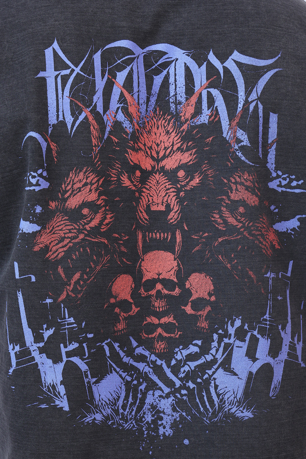 Skull Washed Oversized T-shirt Dark Grey