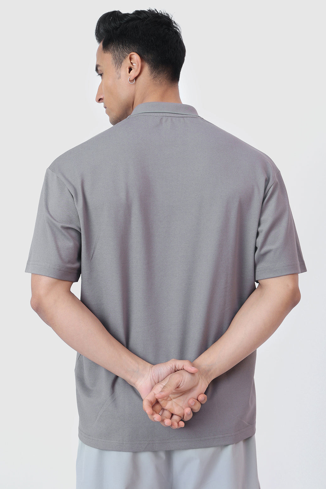 Noir Oversized Polo T-shirt Grey