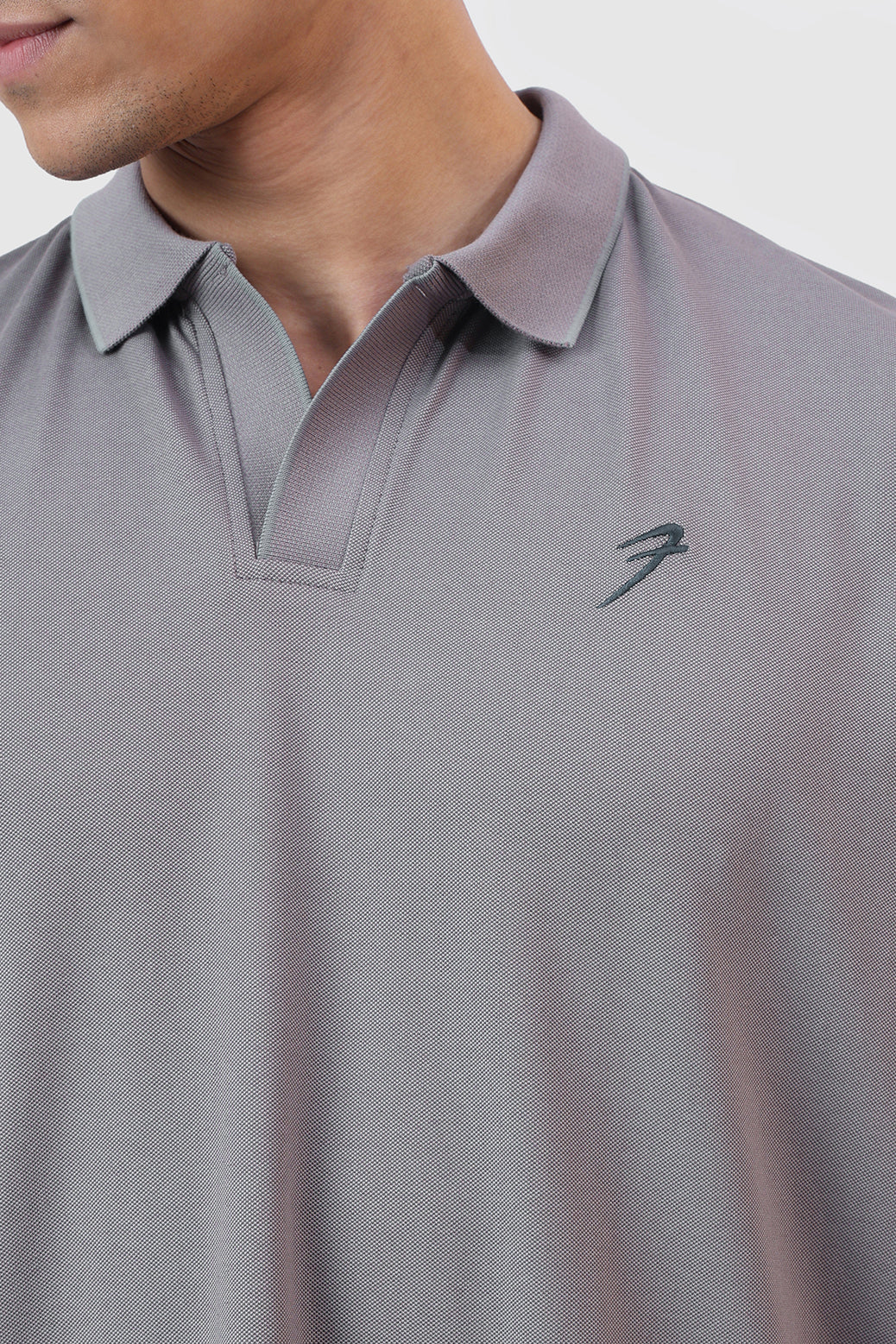 Noir Oversized Polo T-shirt Grey