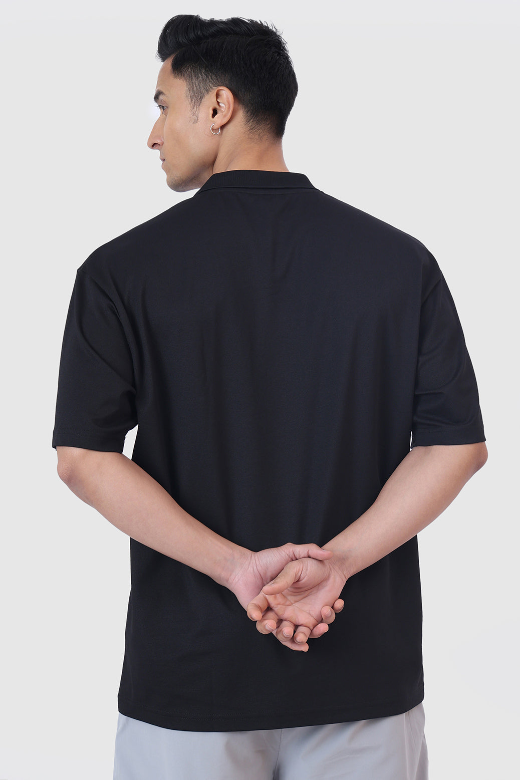 Noir Oversized Polo T-shirt Black