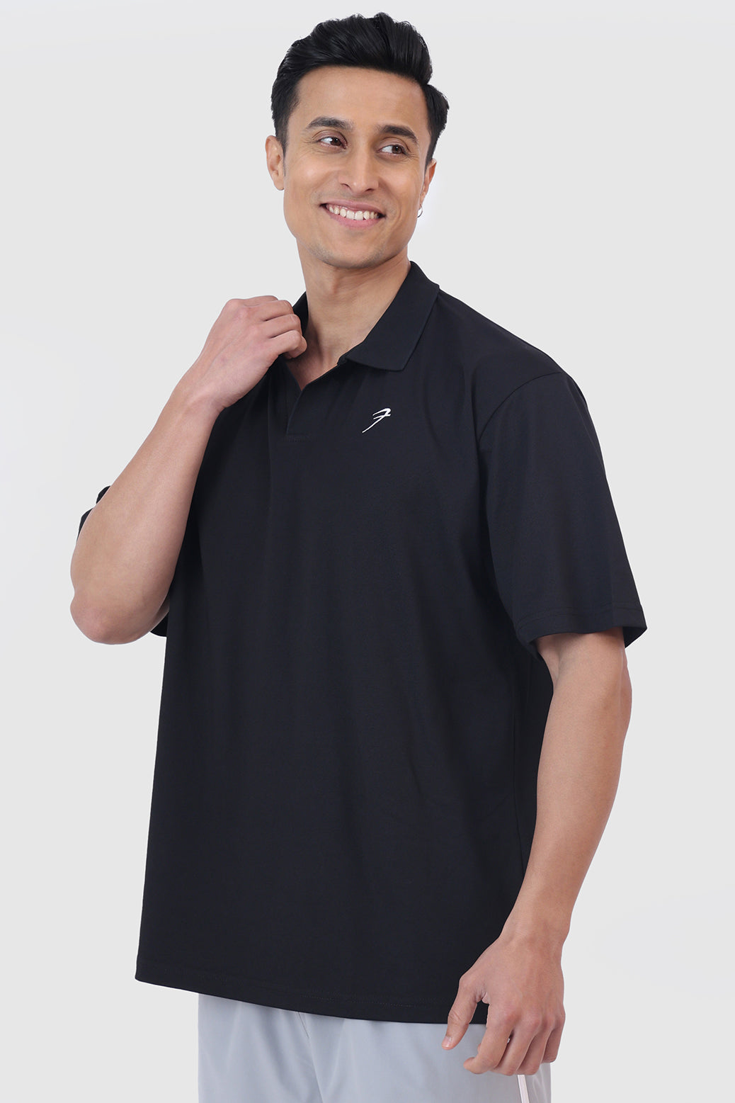 Noir Oversized Polo T-shirt Black