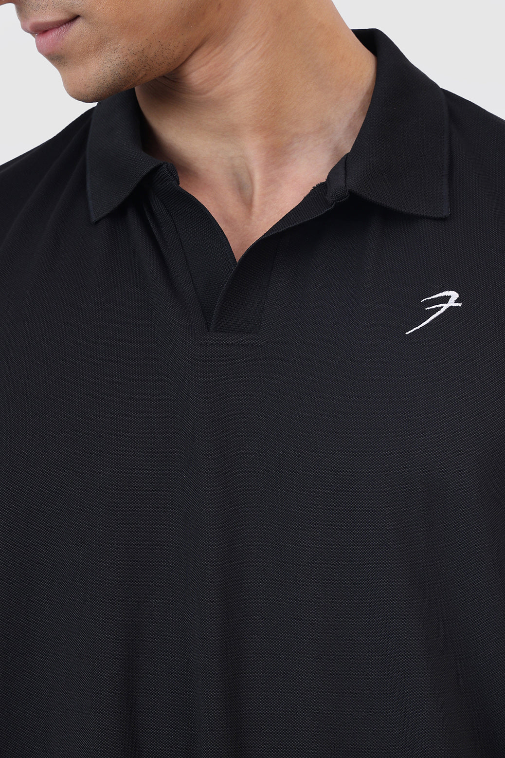 Noir Oversized Polo T-shirt Black