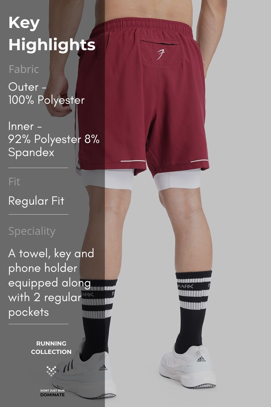 2 in 1 Mesh Shorts Maroon