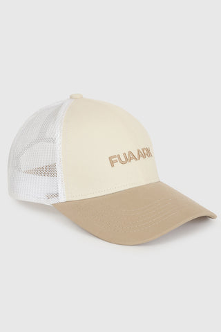 Sleek Trucker  Cap Beige/White