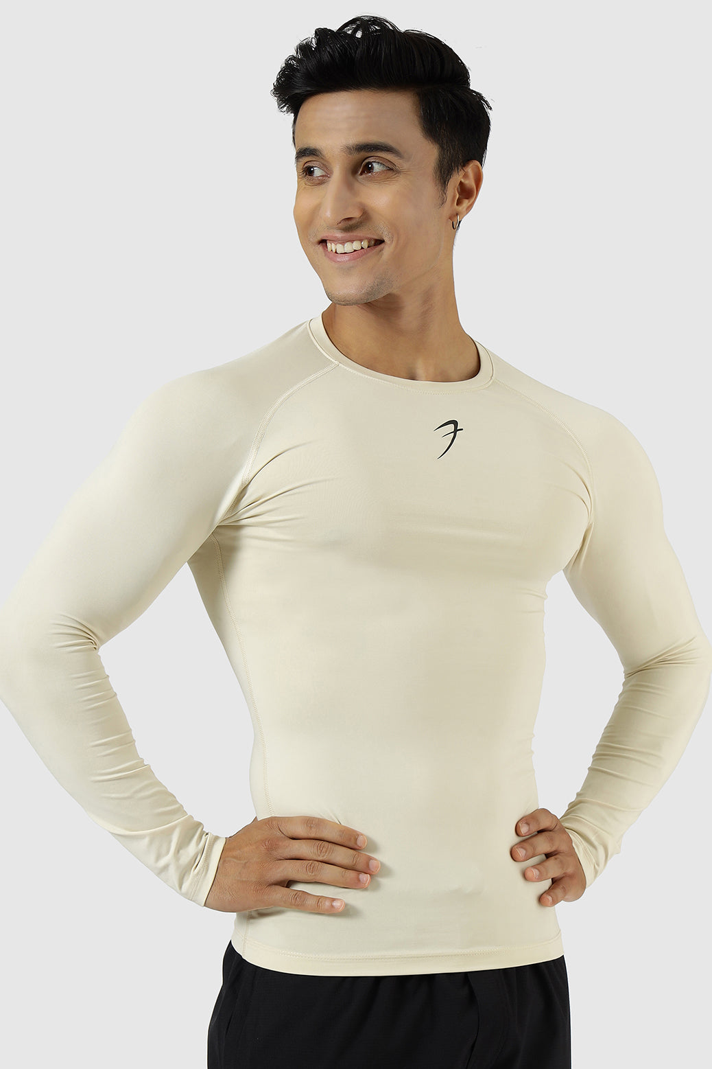 Compression Fullsleeves T-shirt Beige