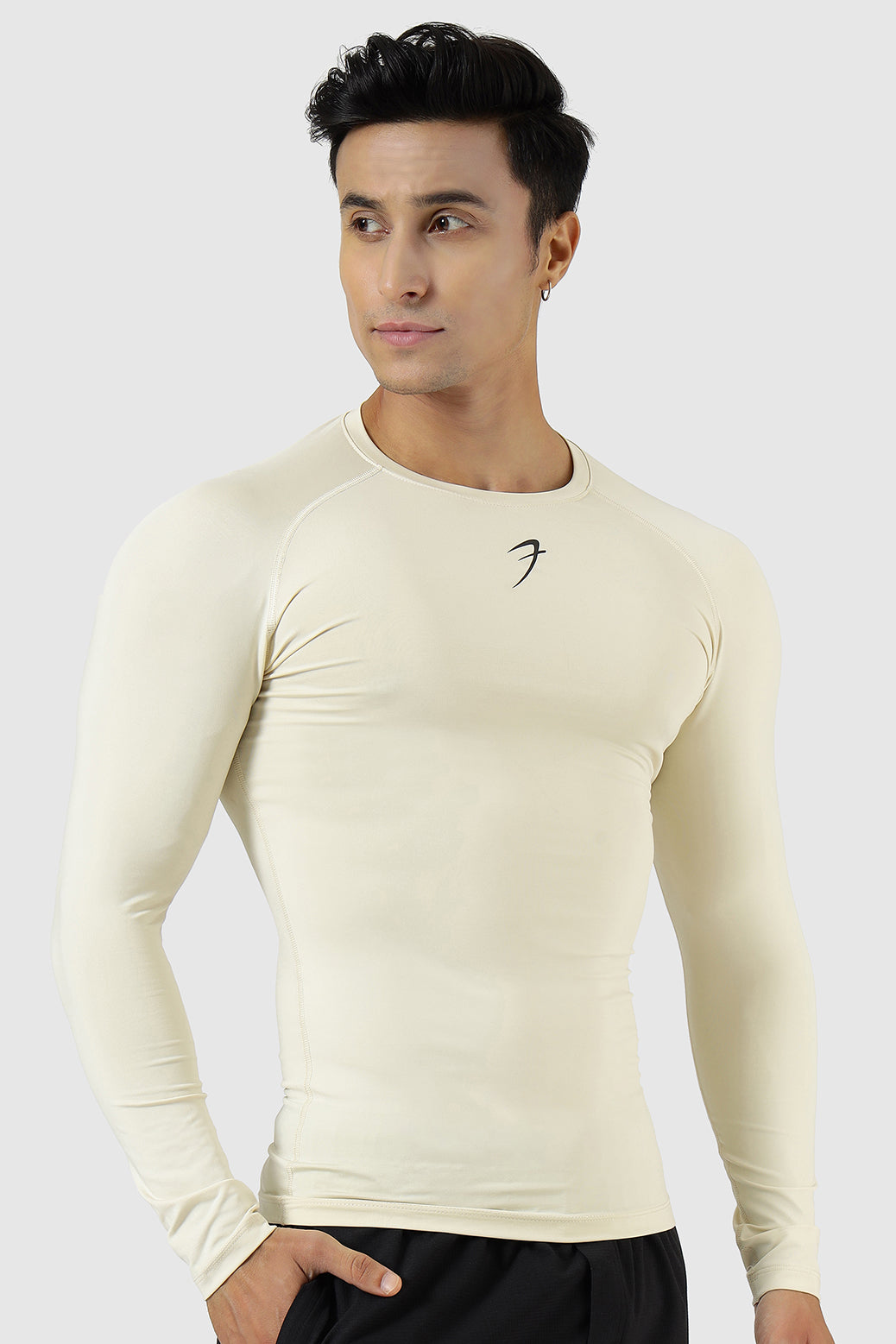 Compression Fullsleeves T-shirt Beige