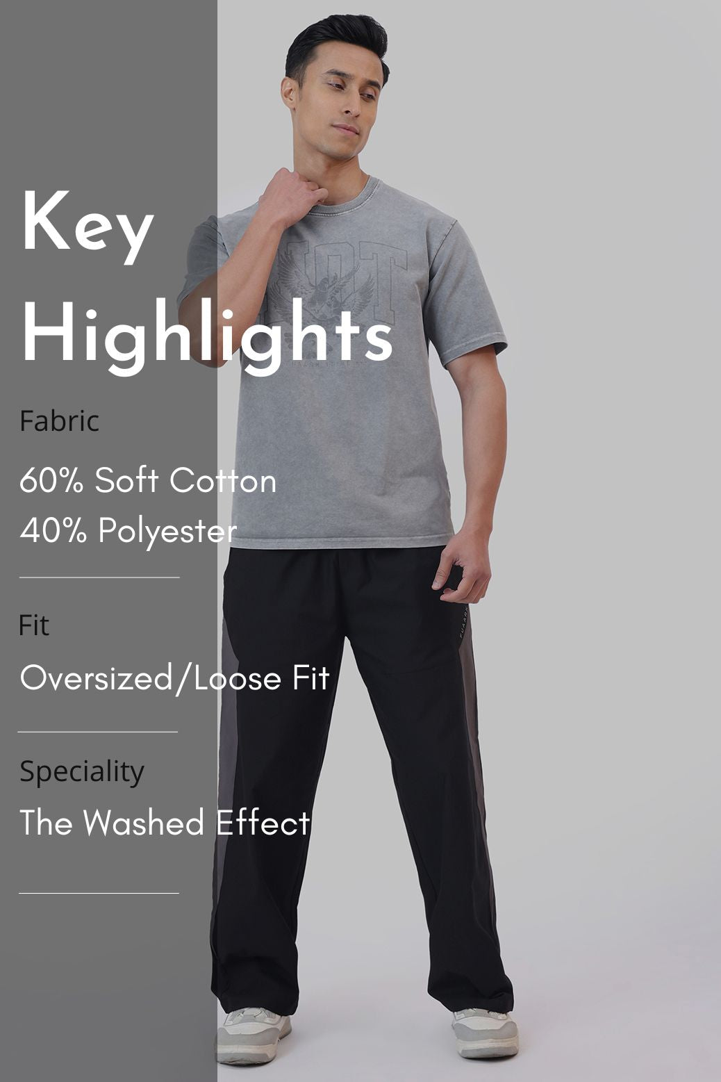 Shadow Washed Oversized T-shirt Light Grey