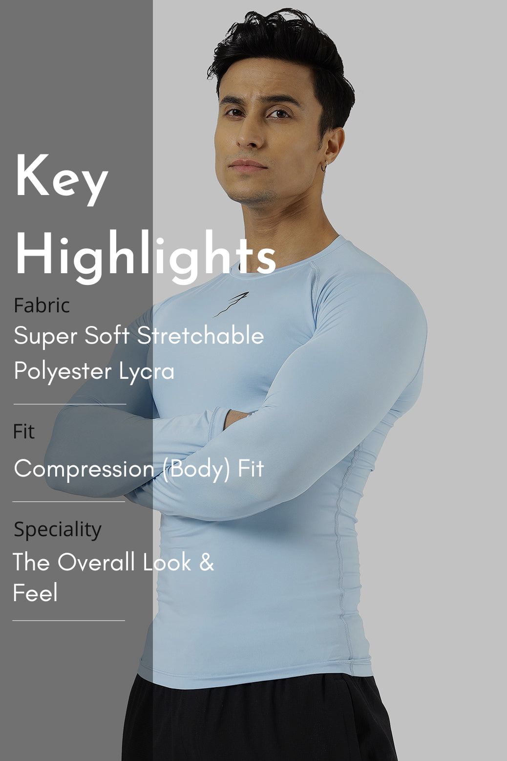 Compression Fullsleeves T-shirt Glacial Blue