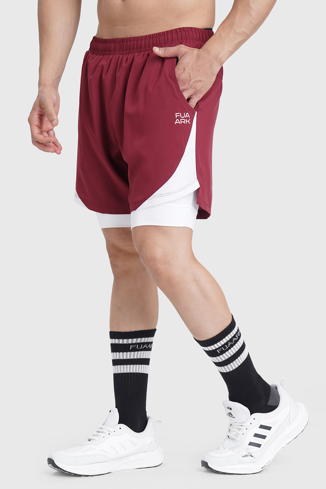 2 in 1 Mesh Shorts Maroon