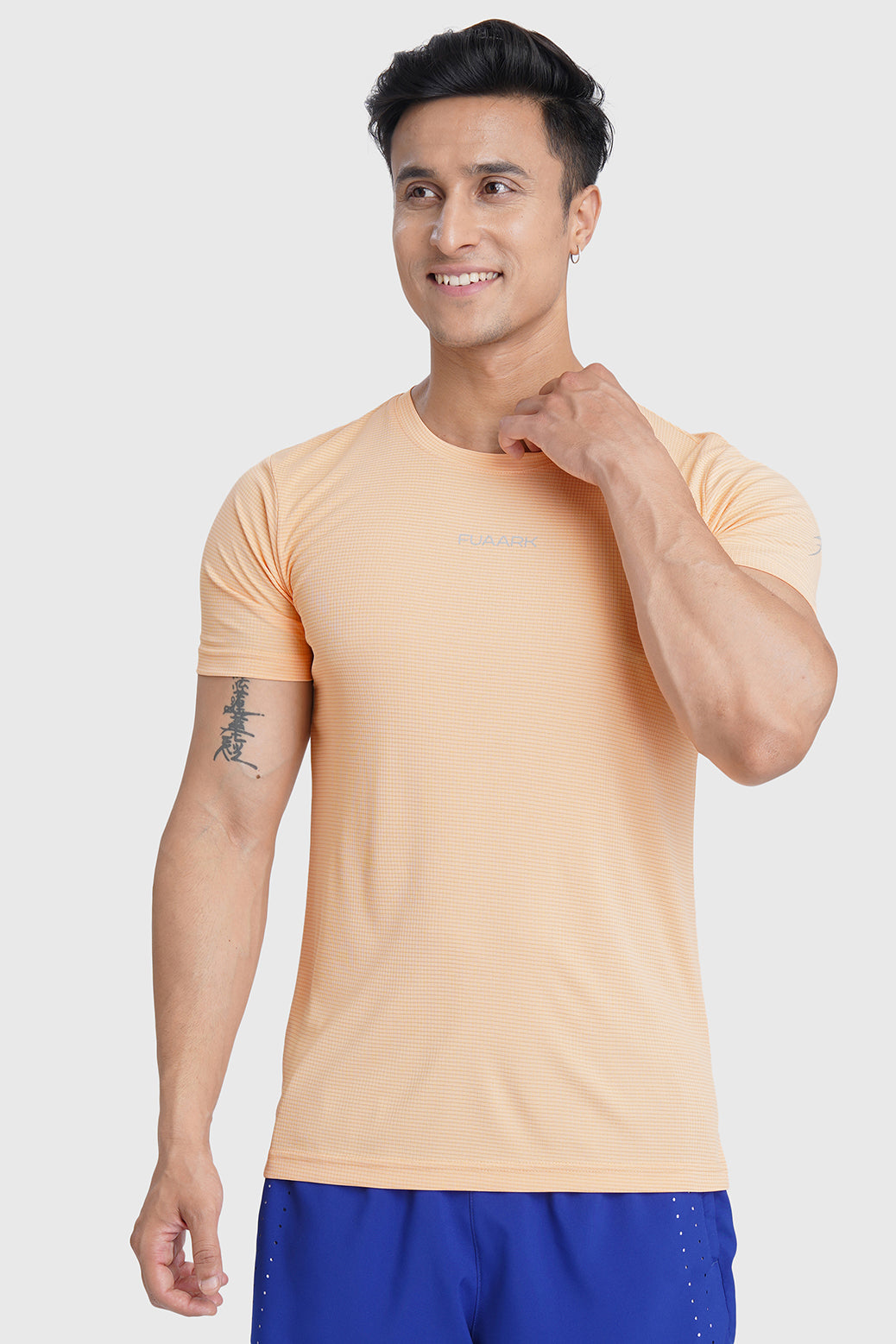 Checks Running T-shirt Peach