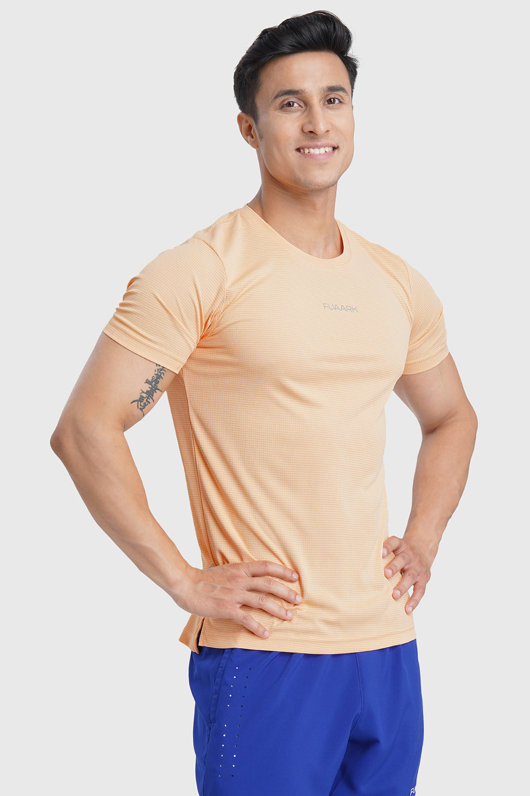 Checks Running T-shirt Peach