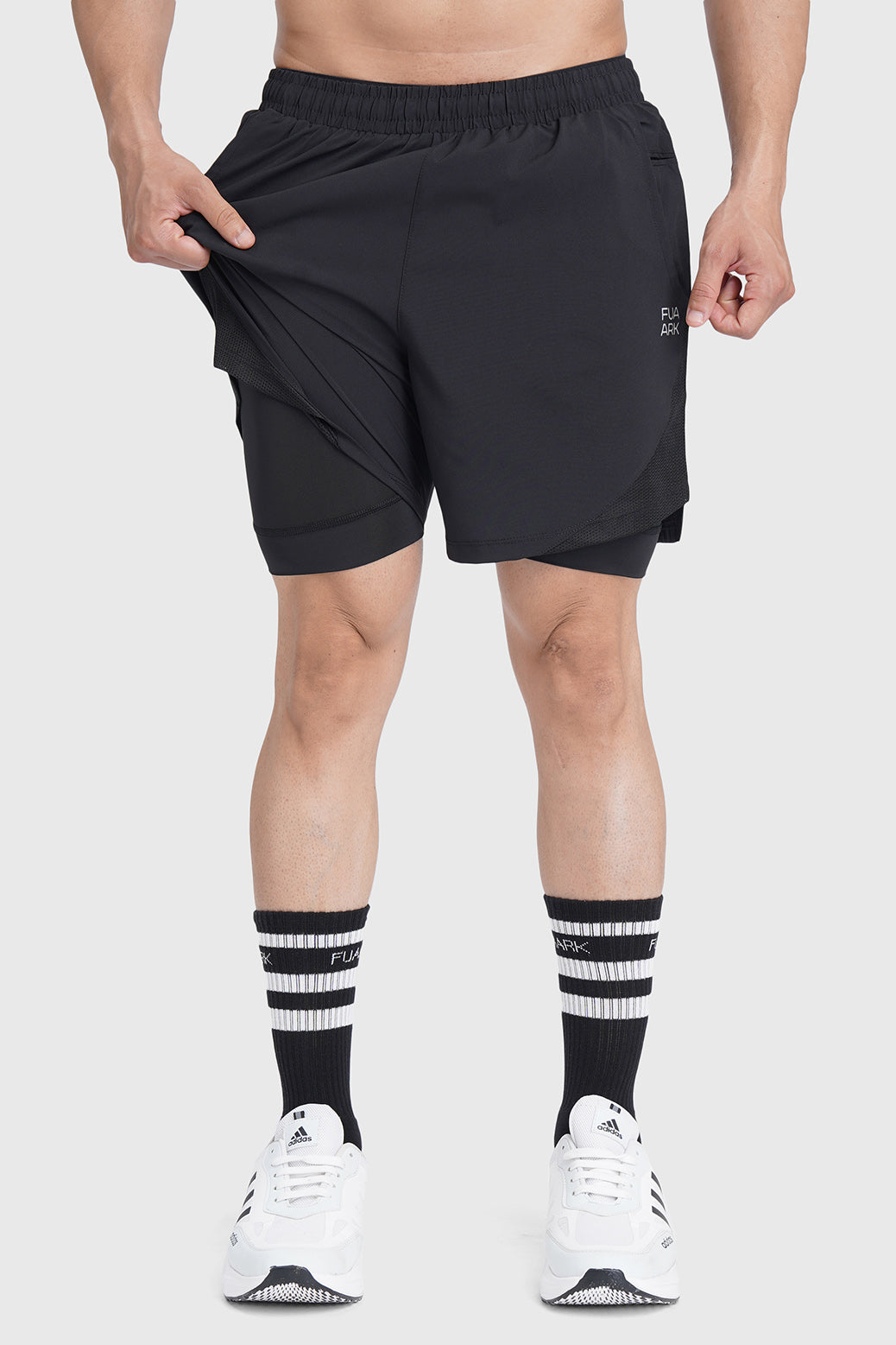 2 in 1 Mesh Shorts Black With Black