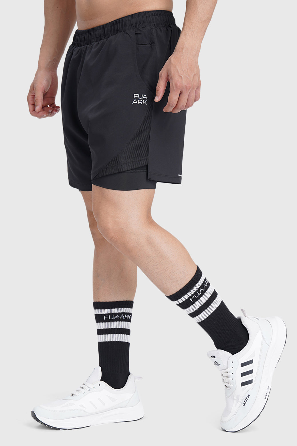 2 in 1 Mesh Shorts Black With Black