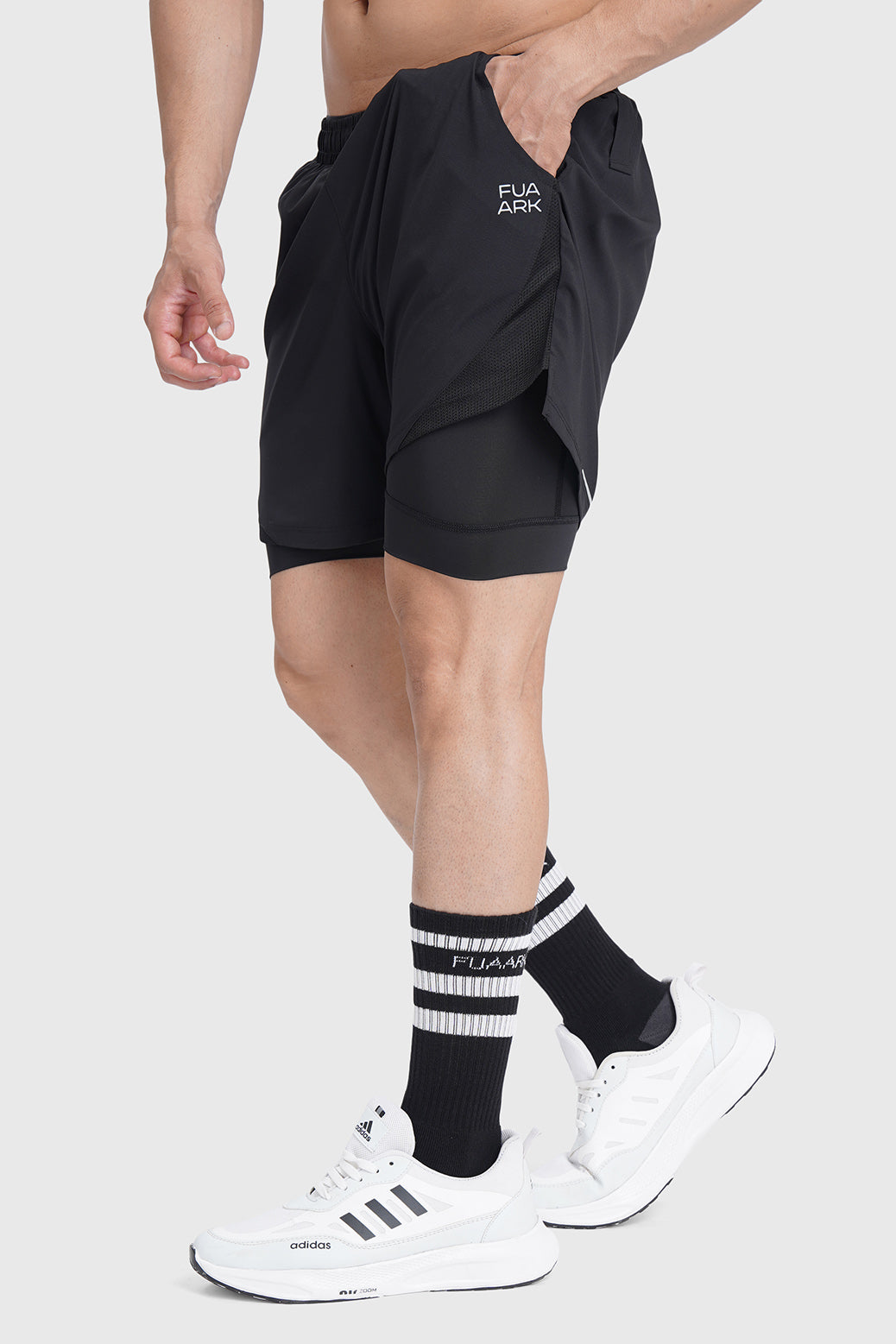 2 in 1 Mesh Shorts Black With Black