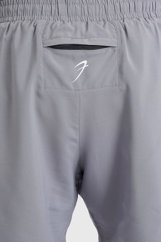 2 in 1 Mesh Shorts Foggy Grey With White