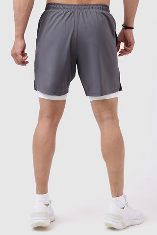 2 in 1 Compression Shorts Grey