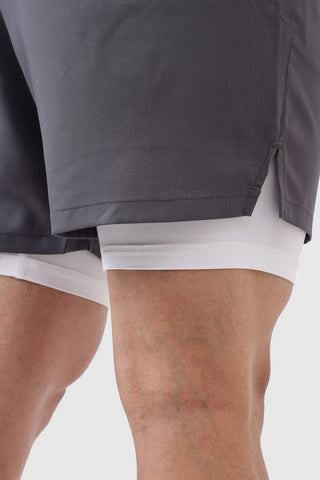 2 in 1 Compression Shorts Grey
