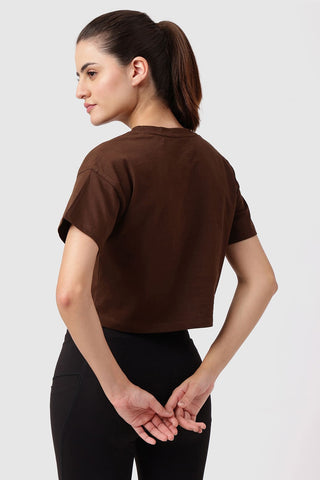 Brisk Fuaark Cotton Crop Top Coffee