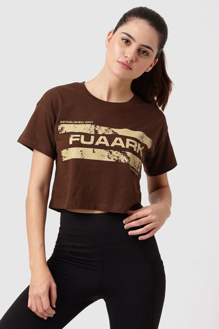 Brisk Fuaark Cotton Crop Top Coffee