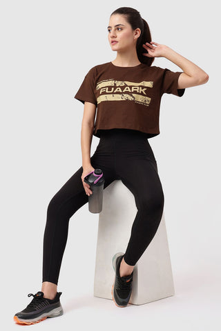 Brisk Fuaark Cotton Crop Top Coffee