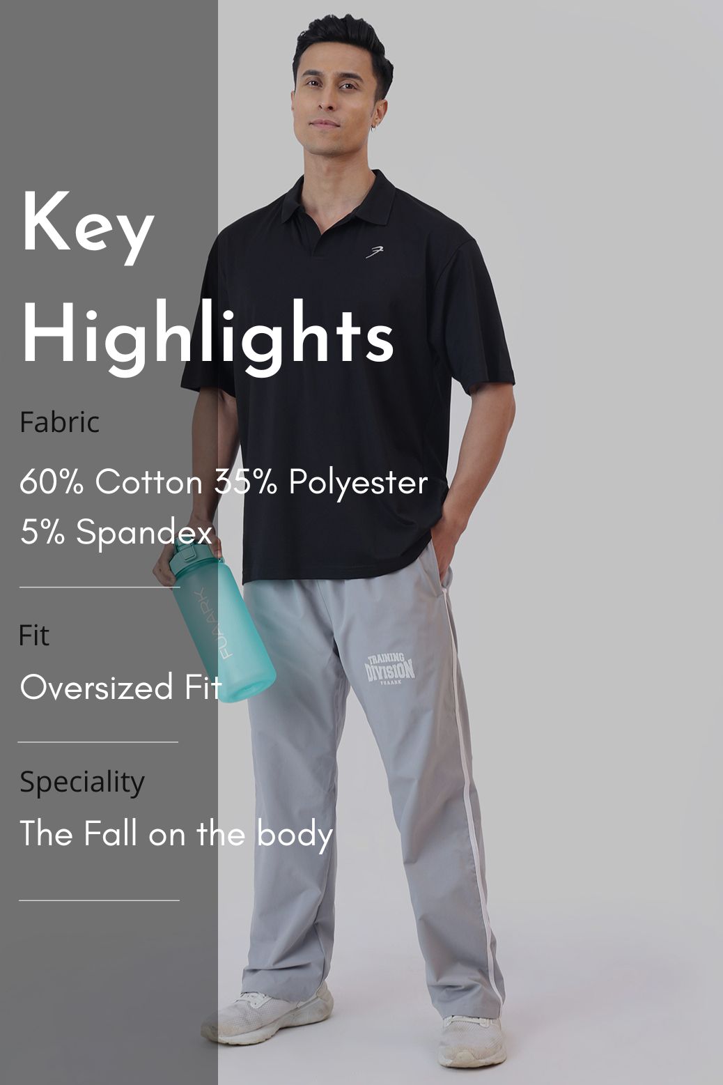 Noir Oversized Polo T-shirt Black