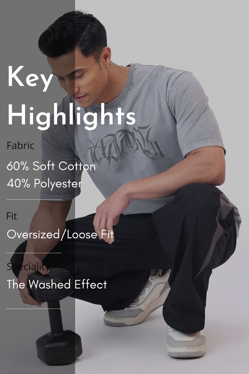 Skull Washed Oversized T-shirt Light Grey