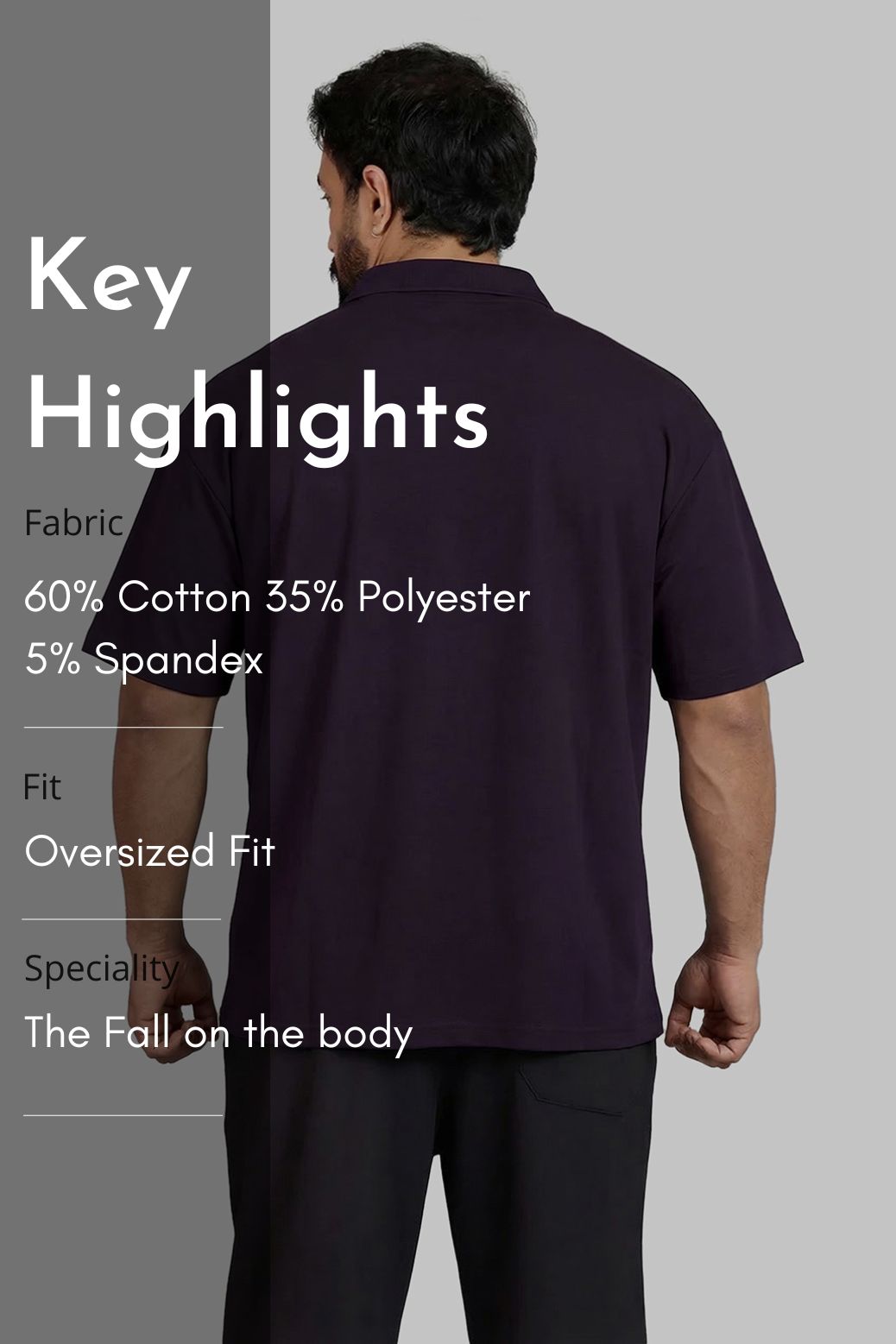 Noir Oversized Polo T-shirt Plum