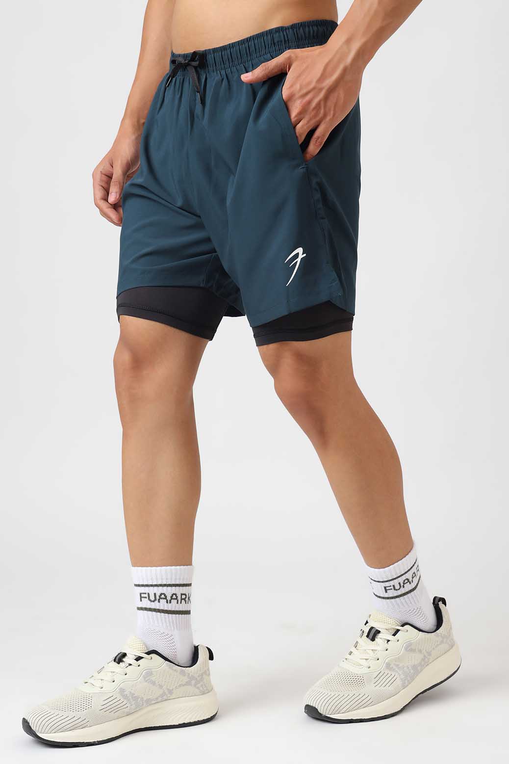 2 in 1 Compression Shorts Deep Green