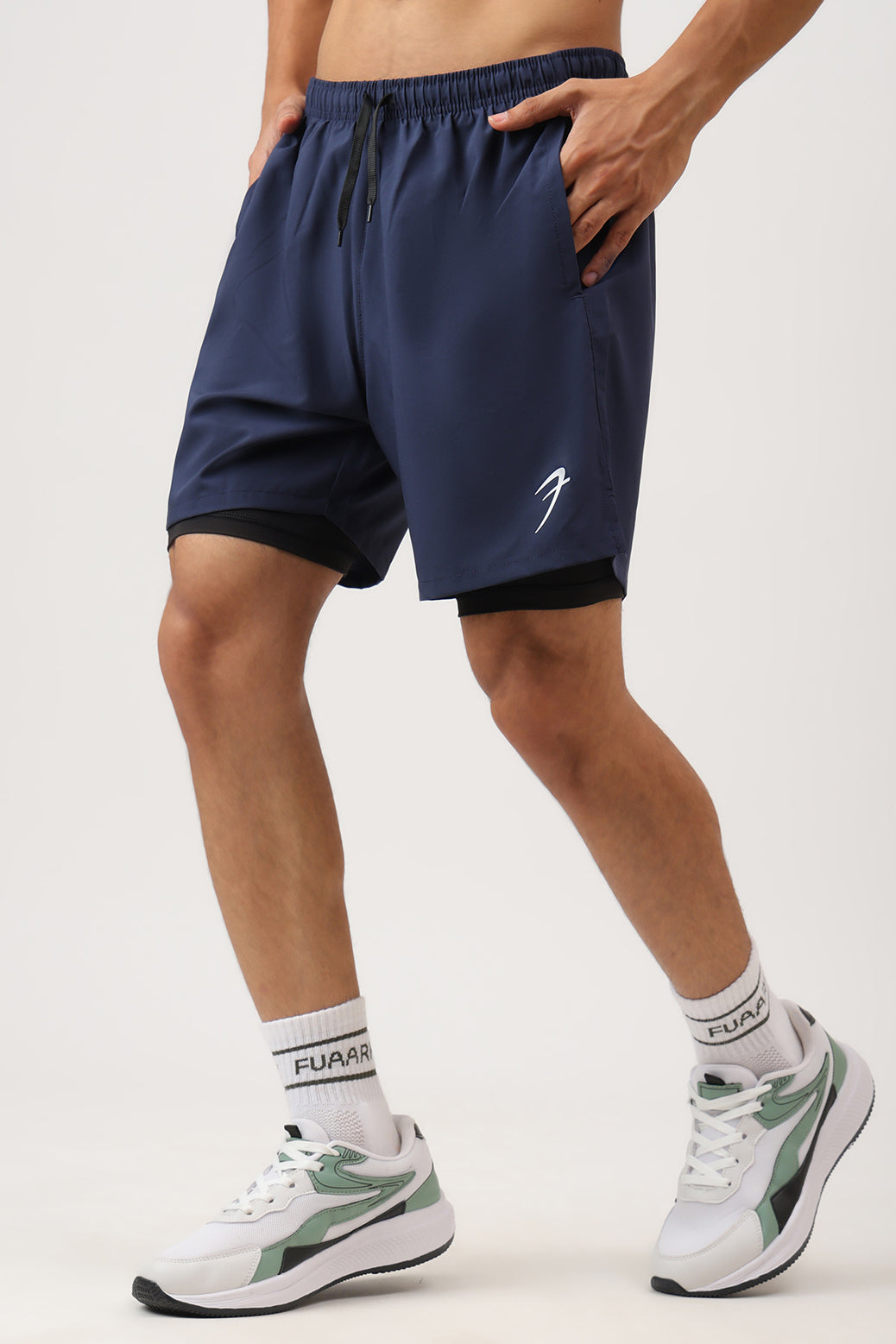 2 in 1 Compression Shorts Dark Navy