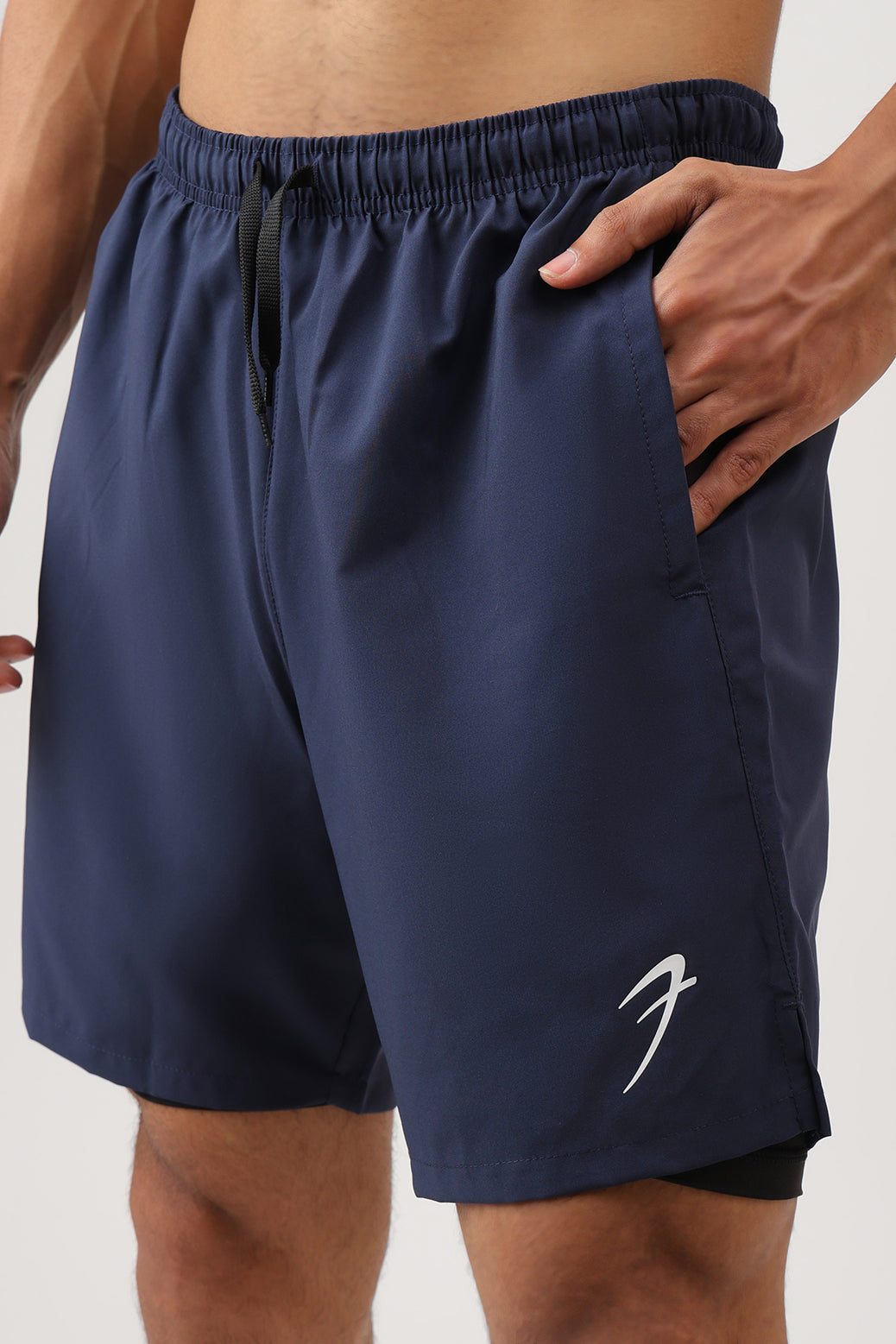 2 in 1 Compression Shorts Dark Navy