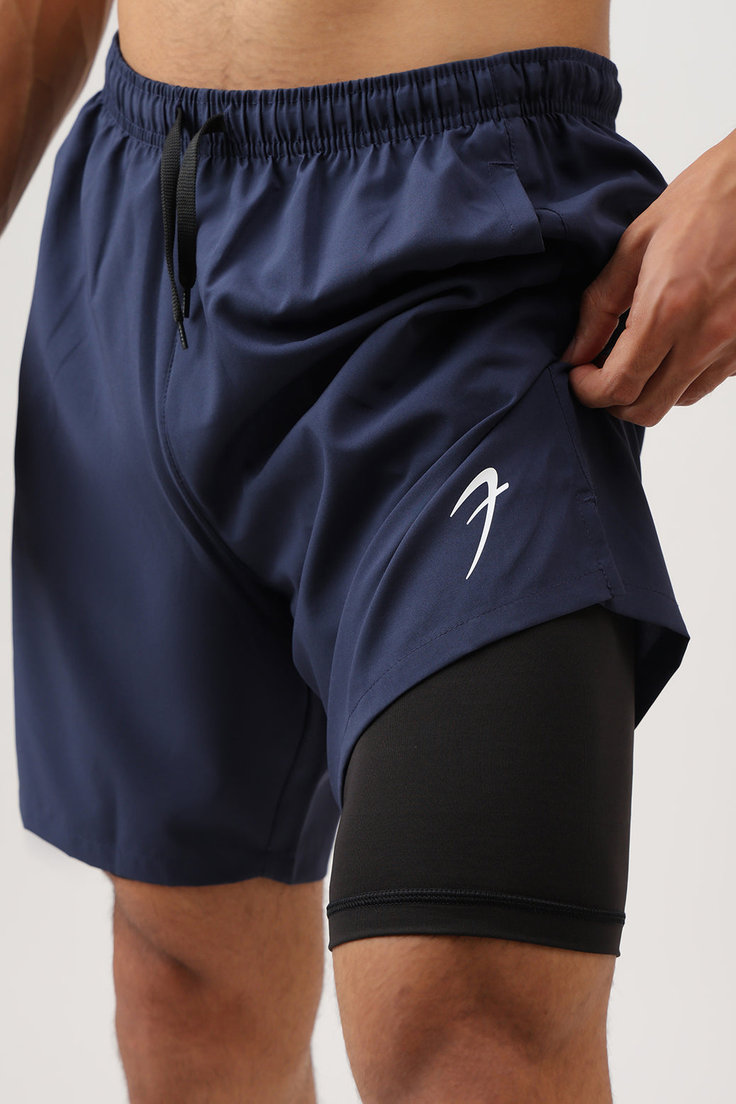 2 in 1 Compression Shorts Dark Navy